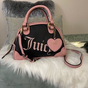 Juicy Couture Black and Pink Dome Crossbody Satchel